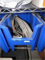 Mixed Lot Of Cords In Blue Container