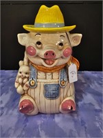 Vintage Farmer Pig Cookie Jar