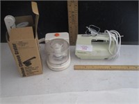 hand mixer, cheese grater, food processer