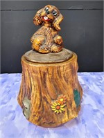 California Original Puppy on tree stump cookie jar