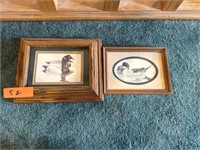 Two small framed duck prints.