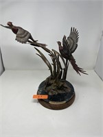 Over and Under Bronze Pheasant sculpture on