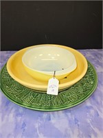 Lenox platter, pyrex bowl & watt spaghetti bowl