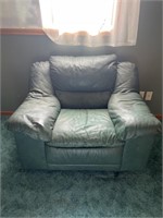 Green leather chair.