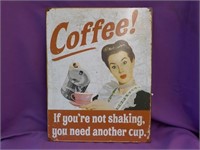 Painted Tin Coffee Sign 12 1/2x15 1/2"