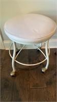 Sturdy Rolling Metal Stool With Faux Leather