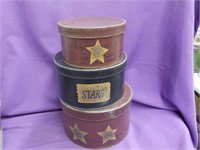 3 Graduated Painted Wood Boxes 3,4,5" Tall
