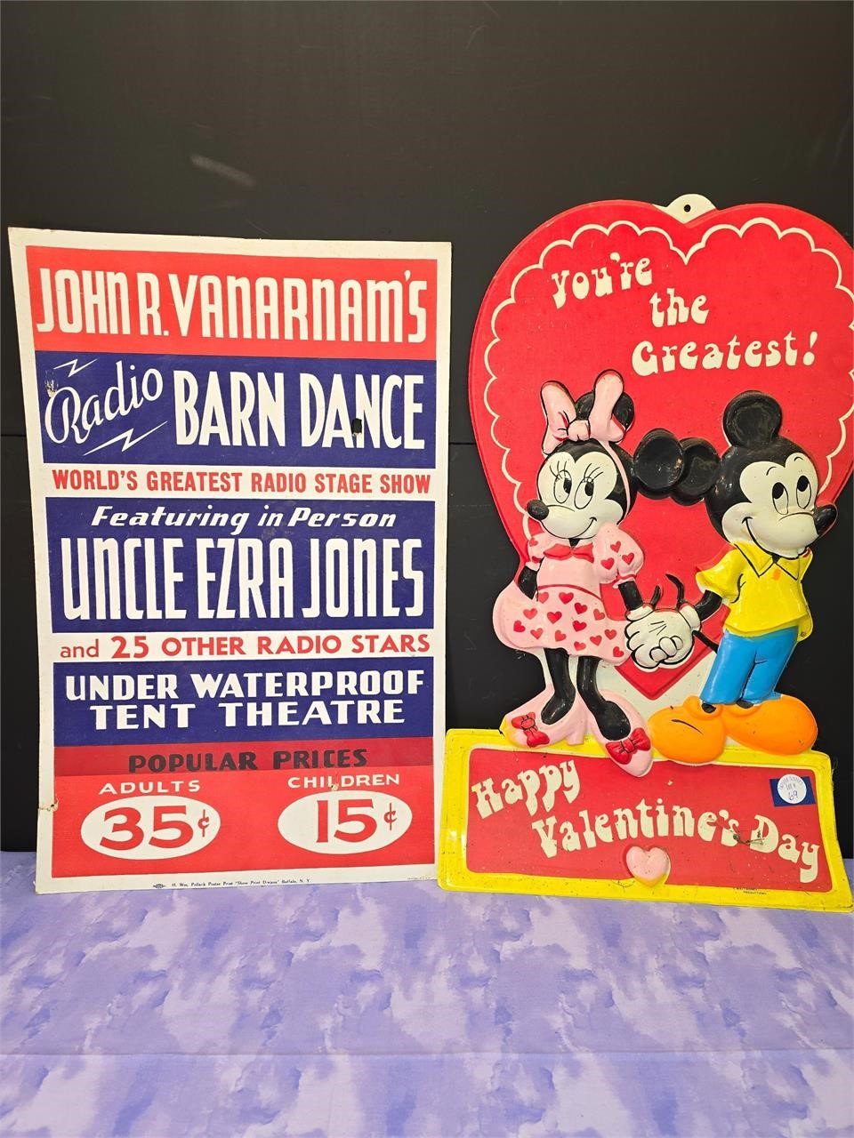 Vintage Advertising Poster & mickey 3d Valentines