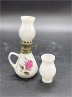 Vintage Miniature White Porcelain Glass Oil Lamp