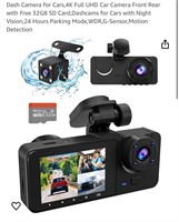 Dash Camera for Cars, 4K Full UHD Car