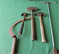 Water meter wrench, blacksmith hammer, claw hammer