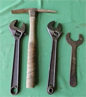 Adjustible wrenches, pick hammer