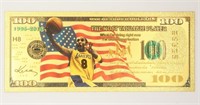 100 Usd Kobe Bryant 24k Gold Foil Bill