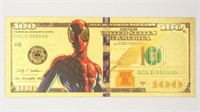 100 Usd Spiderman 24k Gold Foil Bill
