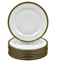 A Set Of 9 Limoges Dinner Plates With Gilt Painted