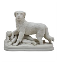 Antique Boy With Dog Parian Sculpture