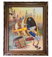 Apache Burden Basket Native American Painting By J