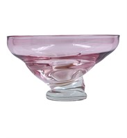 Signed Ed Branson Pink Art Glass Bowl