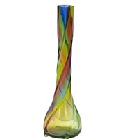 Unsigned Rainbow Color Art Glass Vase