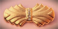 GORGEOUS VINTAGE GOLD CLEAR CRYSTAL BROOCH