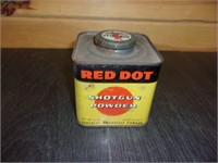 vintage red dot powder reloading tin shotgun