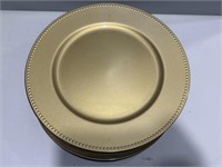25- Plastic 13" Beaded Gold Charger Plates