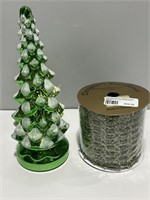 Ceramic light up tree (10”) w/ timer and Green