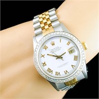 36mm DateJust Rolex Watch, YG/SS with Diamonds