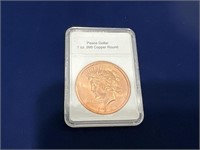 Peace dollar 1921 - 1 ounce .999 fine copper