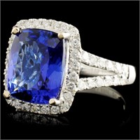 3.89ct Tanzanite & 0.54ctw Diamond Ring in 18K Gol