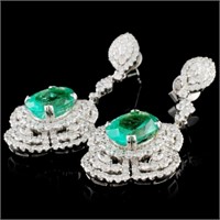 5.74ctw Emerald & 4.31ctw Diam Earrings 18K Gold