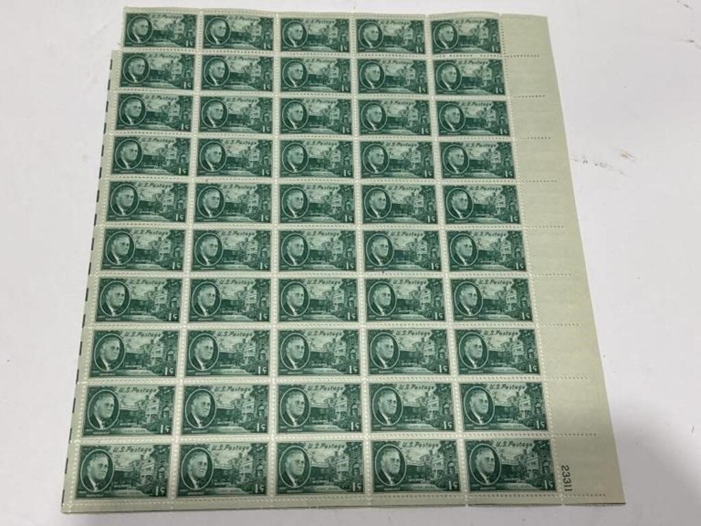 1945 US issued 1 cent postage stamp sheet mint
