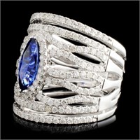 1.45ct Sapphire & 1.67ctw Diam Ring in 18K Gold