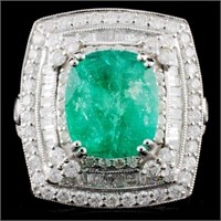 3.24ct Emerald & 1.58ctw Diam Ring in 18K WG