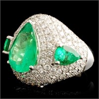 5.07ct Emerald & 2.52ctw Diam Ring in 18K Gold