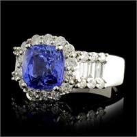 18K WG 3.10ct Sapphire & 1.18ct Diamond Ring