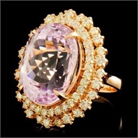 Kunzite & Diamond Ring in 14K Gold