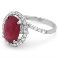 5ct Ruby & 0.5ct Diamond Ring in 14K Gold