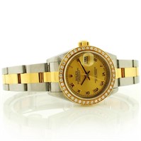 Roman Ladies Rolex DateJust w/ Diamonds, 18K/SS