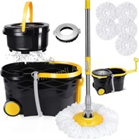 Almcmy Spin Mop and Bucket  54' - Black