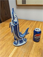 VTG Gzhel Russian Porcelain Sturgeon Decanter