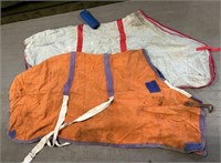 (2) Vintage Horse Blankets - Orange, White