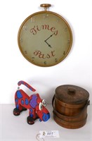 3 Pc Decorative Wooden Wares, nostalgic clock