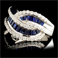 18K Gold Ring 3.12ctw Sapphire & 1.12ctw Diam