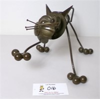 A Whimsical Folk Art Metal Sculpture Of A Cat,