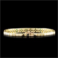 0.32ctw Emerald & 0.24ctw Diam Bracelet 14K Gold
