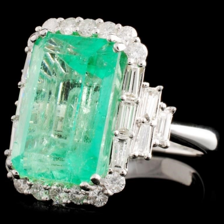 9.32ct Emerald & 1.31ctw Diam Ring in 18K Gold