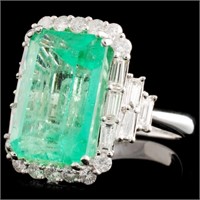 9.32ct Emerald & 1.31ctw Diam Ring in 18K Gold