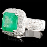 18K Gold Ring: 3.07ct Emerald, 2.29ctw Diamonds