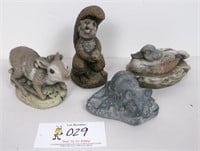4 Henri Studio Cast stone animal figures c.1980s,